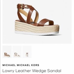Michael Kors Lowry Leather Wedge Sandals Size 6